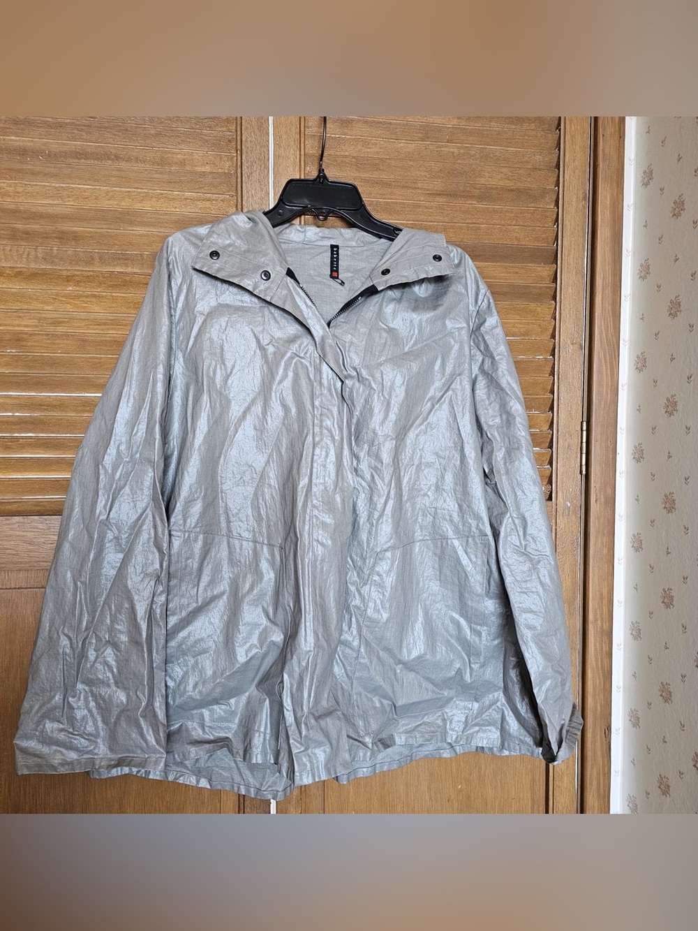 Lightweight Silver Hooded Trench Coat -